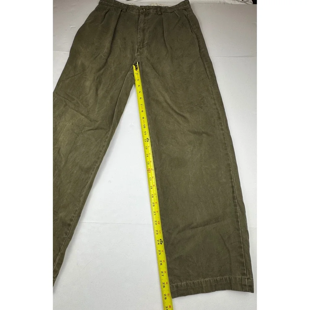 Polo Ralph Lauren Chino Pants 32x30 Olive Green Cotton Pleated Classic Preppy